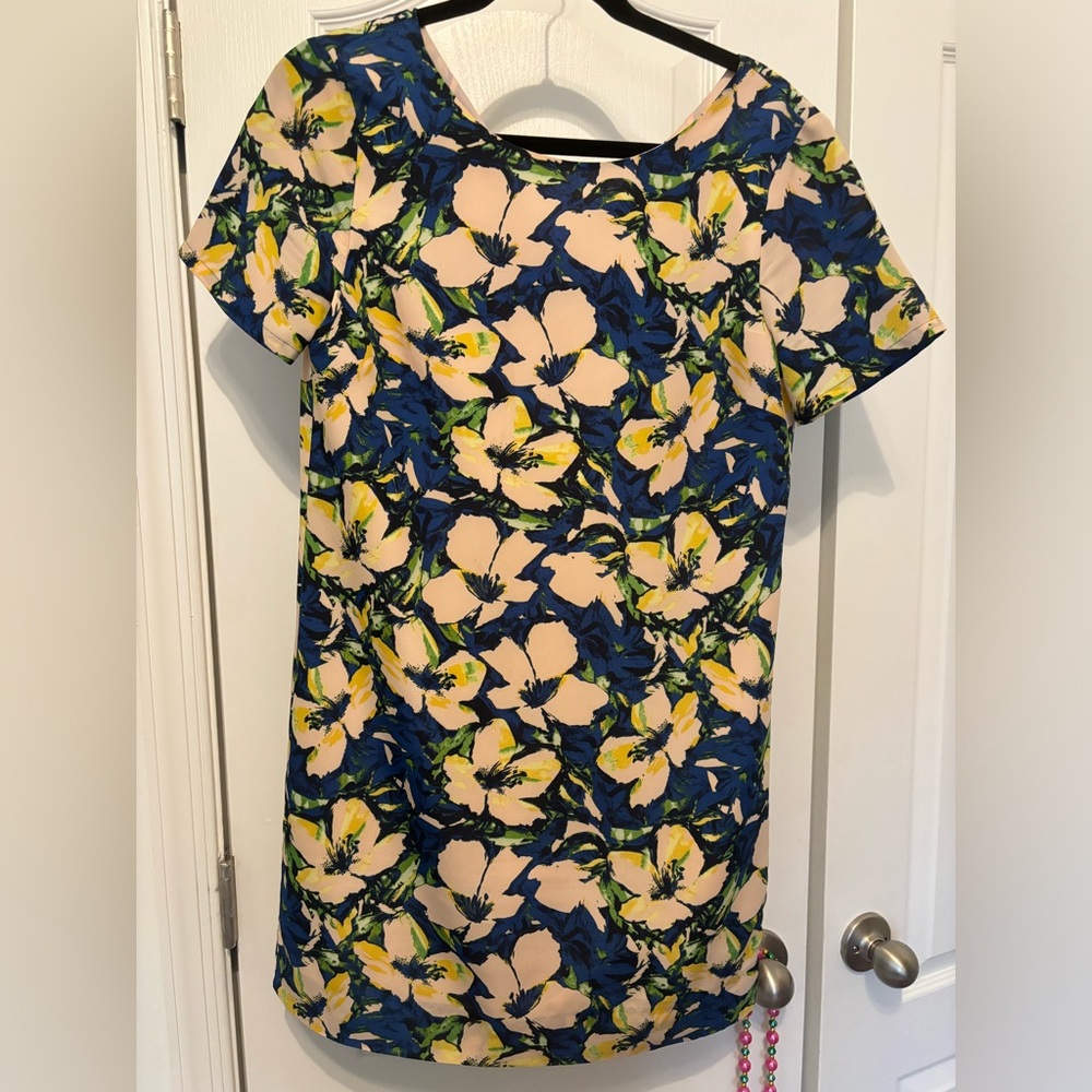 J. Crew Floral Print Chiffon Short Sleeve Sheath Dress